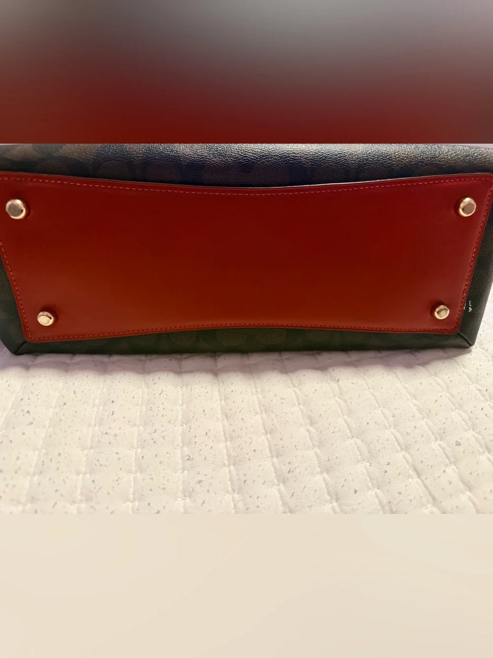 Coach Black Signature Satchel with Red Handles and Strap